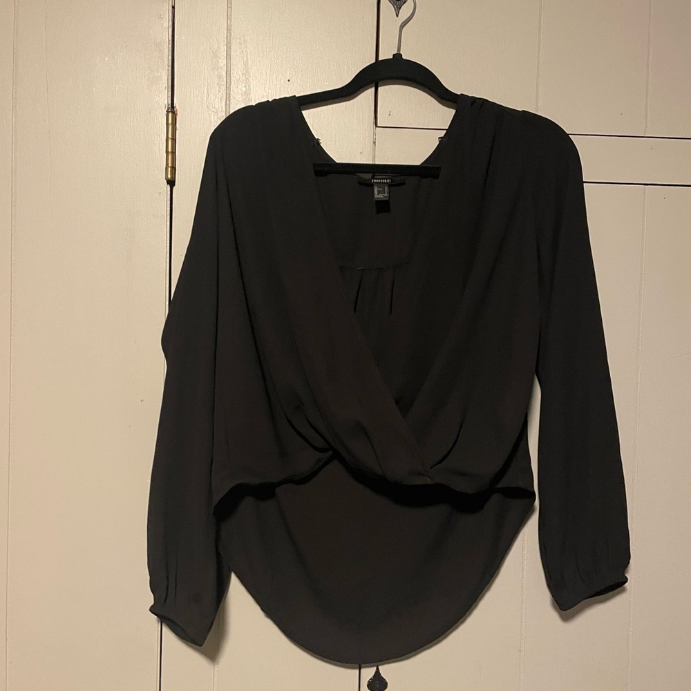 Forever 21 Black Draped Blouse